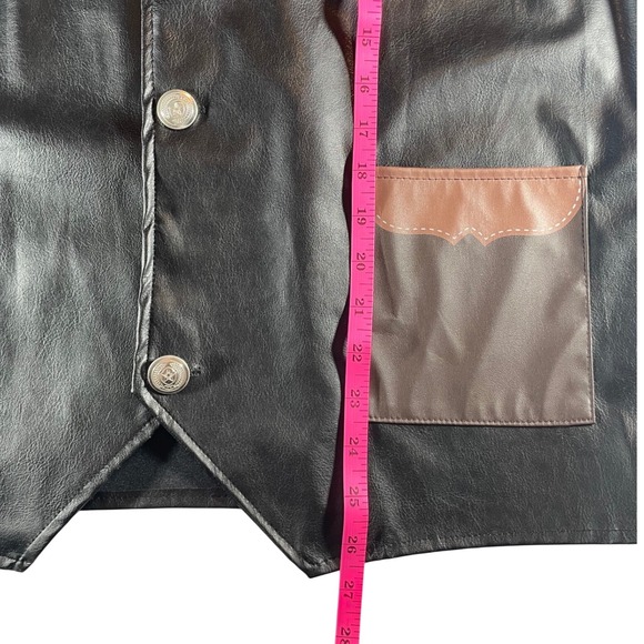 Men's Cowboy Costume Western Cowboy Faux Leather Vest Fringe‎ Pockets - Picture 3 of 4